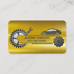Automechaniker Gold Metall Autoreparatur Visitenkarte