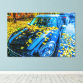 Automobil, Auto - Saison gefallener Blätter Leinwanddruck (Insitu (Holzboden))