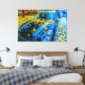 Automobil, Auto - Saison gefallener Blätter Leinwanddruck (Insitu (Schlafzimmer))