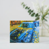Automobil, Auto - Saison gefallener Blätter Postkarte (Stehend Vorderseite)