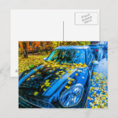 Automobil, Auto - Saison gefallener Blätter Postkarte (Vorne/Hinten)