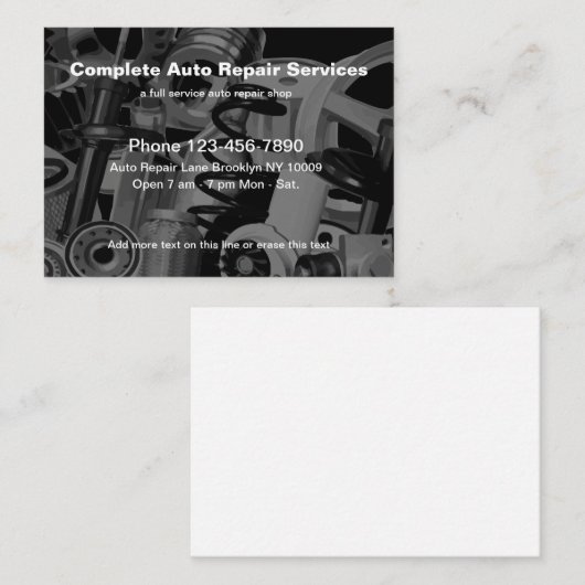 Automobil-Reparatur-Service-Auto zerteilt Thema Visitenkarte (Vorne/Hinten)