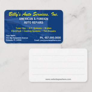 Automobil-Reparaturmechanismus 2 Seitenvorlage Visitenkarte