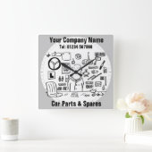 Automobil- und Ersatzteillager Quadratische Wanduhr (Zuhause)