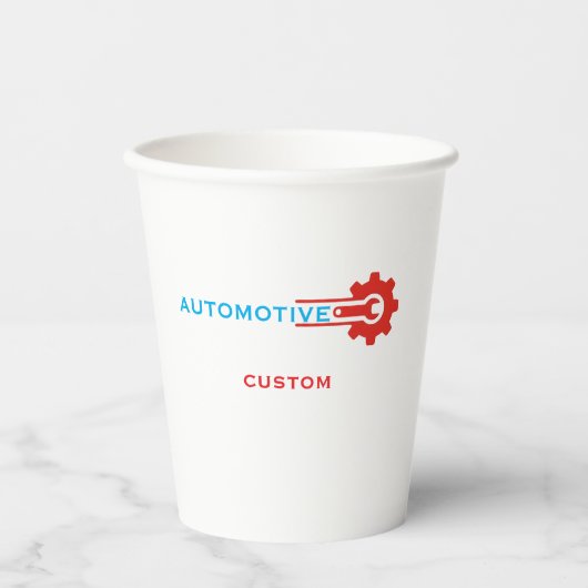Automobil-Zahnrad-Logo Pappbecher (Vorderseite)