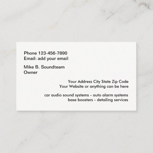 Automobilaudioservice Visitenkarte (Rückseite)