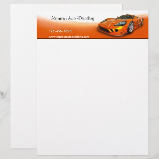 Automobildetaillierer Briefbogen (Vorne/Hinten)