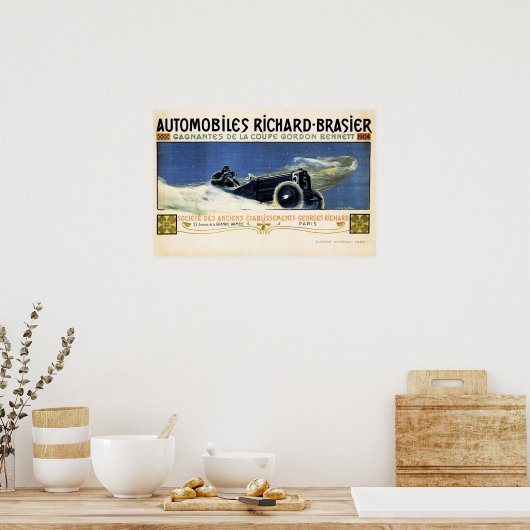 AUTOMOBILES RICHARD BRASIER Werbung Altes Auto Poster (Küche)