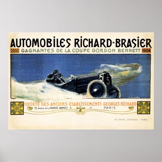 AUTOMOBILES RICHARD BRASIER Werbung Altes Auto Poster (Vorne)