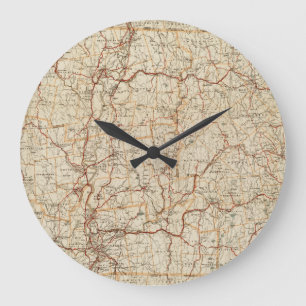 Automobilkarte Massachusetts Vintage-Geographie Au Große Wanduhr