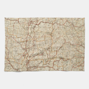 Automobilkarte Massachusetts Vintages geografische Geschirrtuch