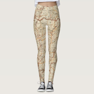 Automobilkarte Massachusetts Vintages geografische Leggings