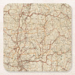 Automobilkarte Massachusetts Vintages geografische Rechteckiger Pappuntersetzer