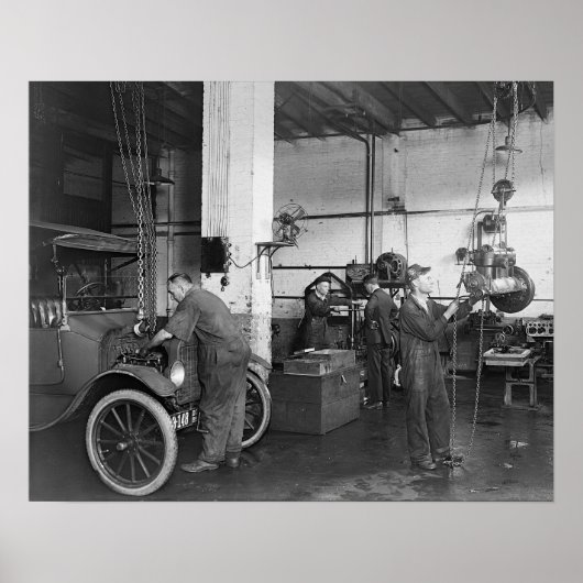 Automobilreparaturgeschäft, 1919. Vintages Foto Poster (Vorne)