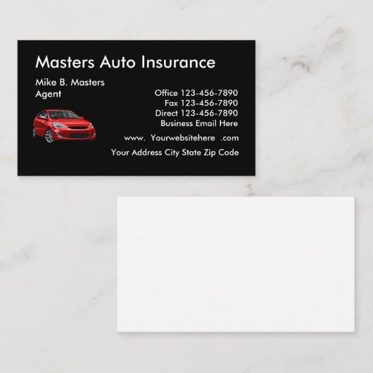 Automobilversicherung - Moderne Visitenkarte (Vorne/Hinten)