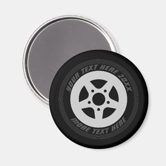 Automotive black car tire wheel cool custom fridge magnet (Vorderseite/Rückseite)