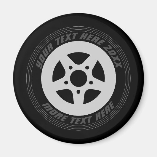 Automotive black car tire wheel cool custom fridge magnet (Vorne)