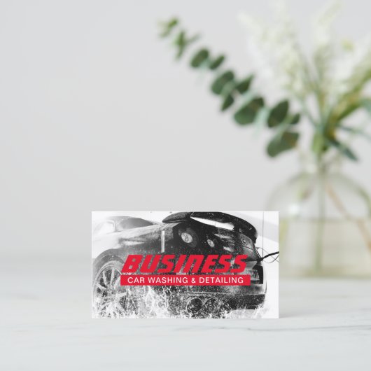 Automotive Car Wash & Auto Detection Modern Red Visitenkarte (Stehend Vorderseite)