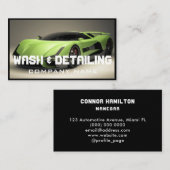 Automotive Car Wash & Auto Detection Modernes Schw Visitenkarte (Vorne/Hinten)