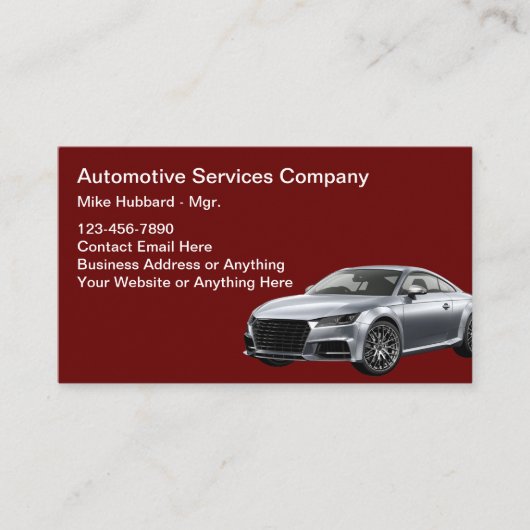Automotive Services Business Card Modern Visitenkarte (Vorderseite)