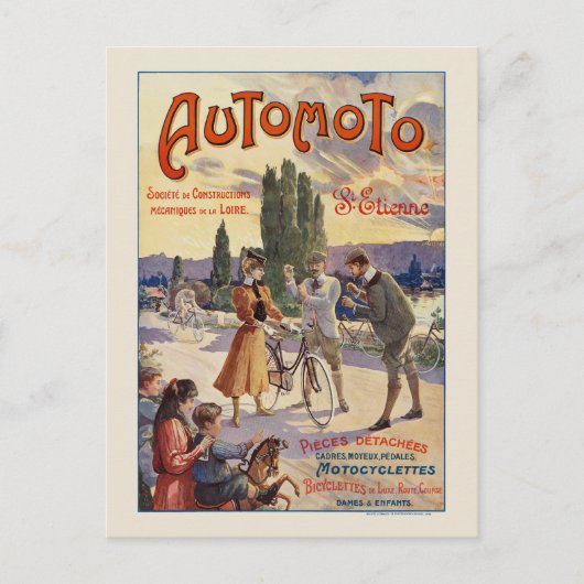 Automoto St. Etienne Vintage Poster 1905 Postkarte (Vorderseite)