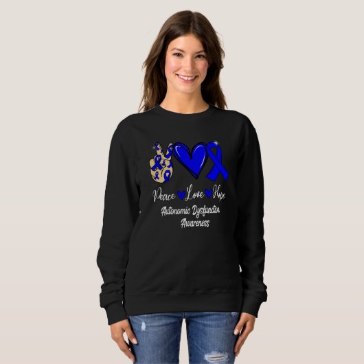 Autonomic Dysfunction Awareness Peace Love Hope Bl Sweatshirt (Vorne ganz)