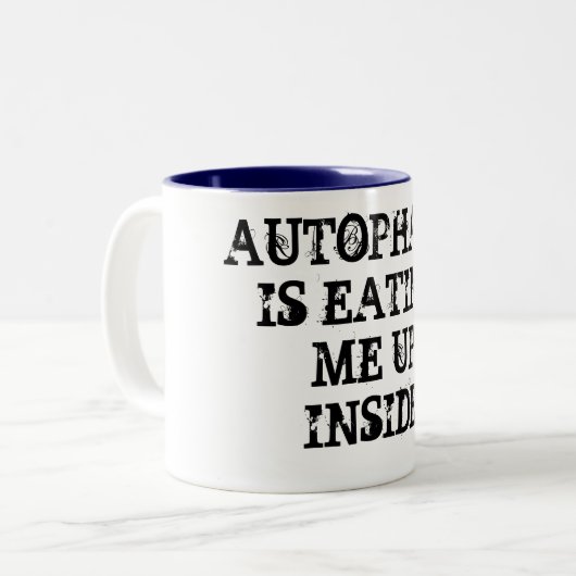 AUTOPHAGY ISST MICH UPINSIDE ZWEIFARBIGE TASSE (Vorderseite Links)