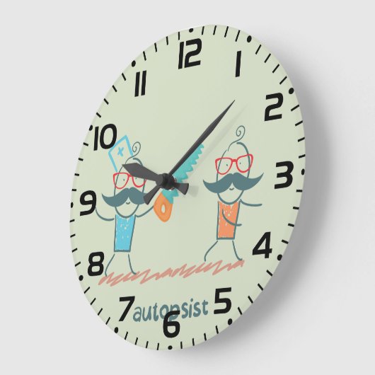 Autopsist Medizinischer Spaß mit Mustache Große Wanduhr (Winkel)
