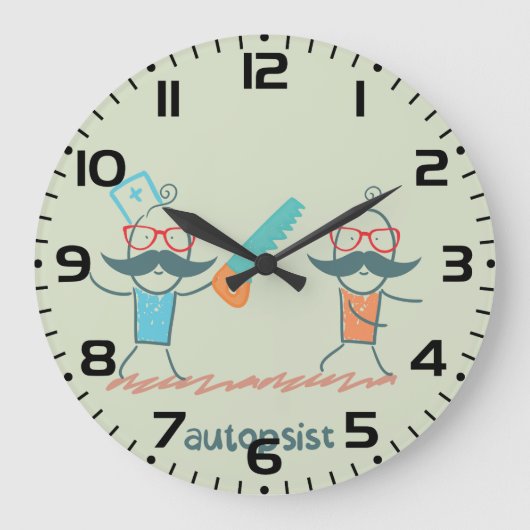 Autopsist Medizinischer Spaß mit Mustache Große Wanduhr (Vorderseite)