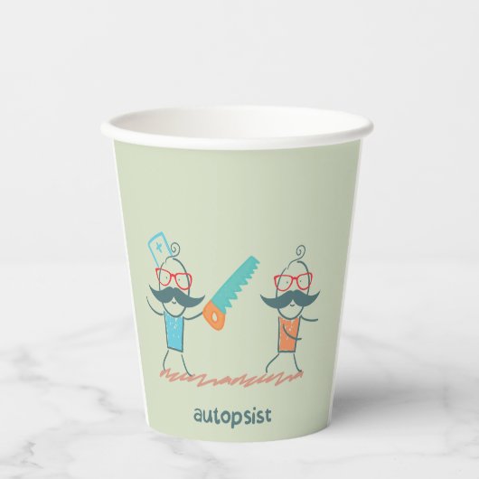 Autopsist Medizinischer Spaß mit Mustache Pappbecher (Vorderseite)
