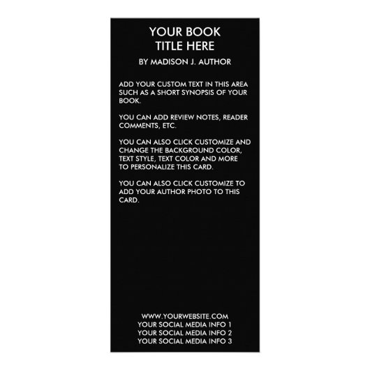 Autor Buch Cover Large Lesezeichen oder Werbekarte (Hinten)