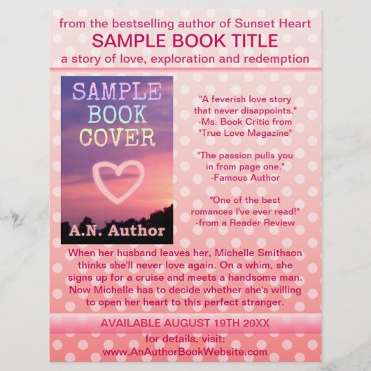 Autor Buch Werbeaktion Pink White Polka Dot Flyer (Vorne)