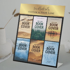 Autor Buchreihe Foto-Collage Schwarz & Gold Sockelschild