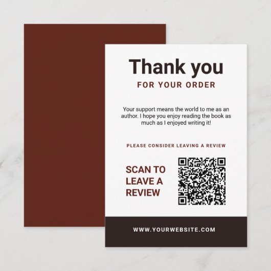 Autor Danke Einlegekarte Buchrezension Anfrage Begleitkarte (Vorne/Hinten)