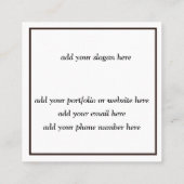 Autor eines Minimalistischen ästhetischen Buches,  Quadratische Visitenkarte (Rückseite)