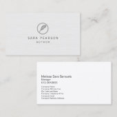 Autor Elegant Quill Icon Publishing Visitenkarte (Vorne/Hinten)