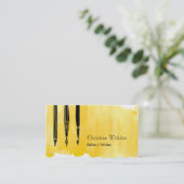 Autor Fontäne Stift Quill Editor Gelb Visitenkarte (Stehend Vorderseite)