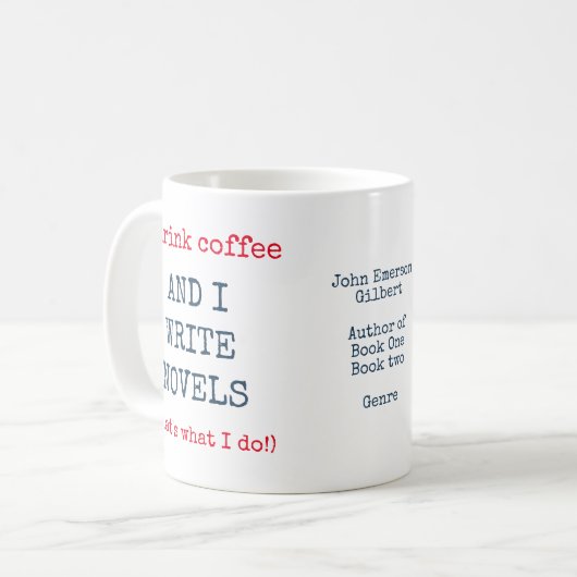 Autor ich schreibe Bücher Funny Text Kaffeetasse (Vorderseite Links)