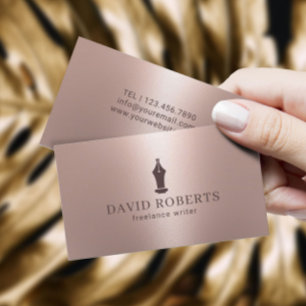 Autor Pen Nib Logo Rose Gold Visitenkarte