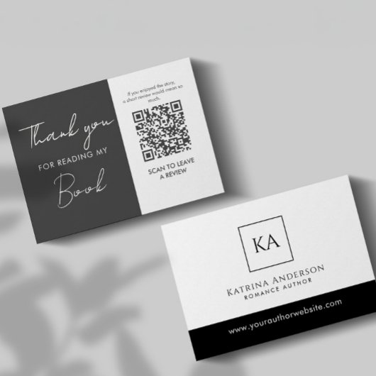 Autor QR-Code Buchrezension Anfrage Minimal Begleitkarte