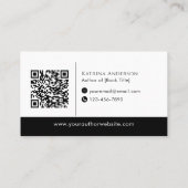 Autor QR-Code Minimal Elegant Schwarz Branding Visitenkarte (Rückseite)