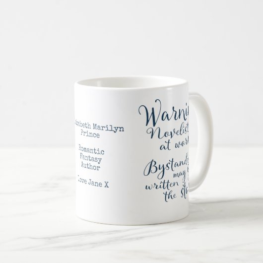 Autor Schriftstellerin am Arbeitsplatz Typografie Kaffeetasse (VorderseiteRechts)