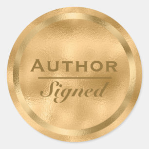 Autor signierte Imitate Gold Runder Aufkleber