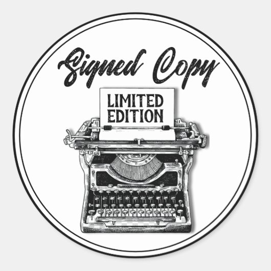 Autor signierte Schreibmaschine Weiß Runder Aufkleber (Vorderseite)