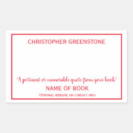 Autor Unterschrift Rotes Buchzeichen Rechteckiger Aufkleber