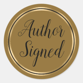 Autor unterzeichnet Coffee Caramel Gold Runder Aufkleber