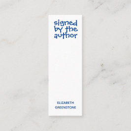 Autor Unterzeichnetes Blue Mini-Lesezeichen Mini Visitenkarte