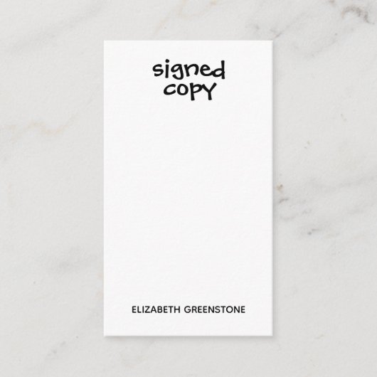 Autor Unterzeichnetes Lesezeichen Begleitkarte (Vorderseite)
