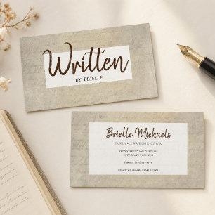 Autor Vintag handgeschriebenes Papier, Freelance W Visitenkarte