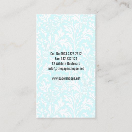 Autor-Visitenkarte Visitenkarte (Rückseite)